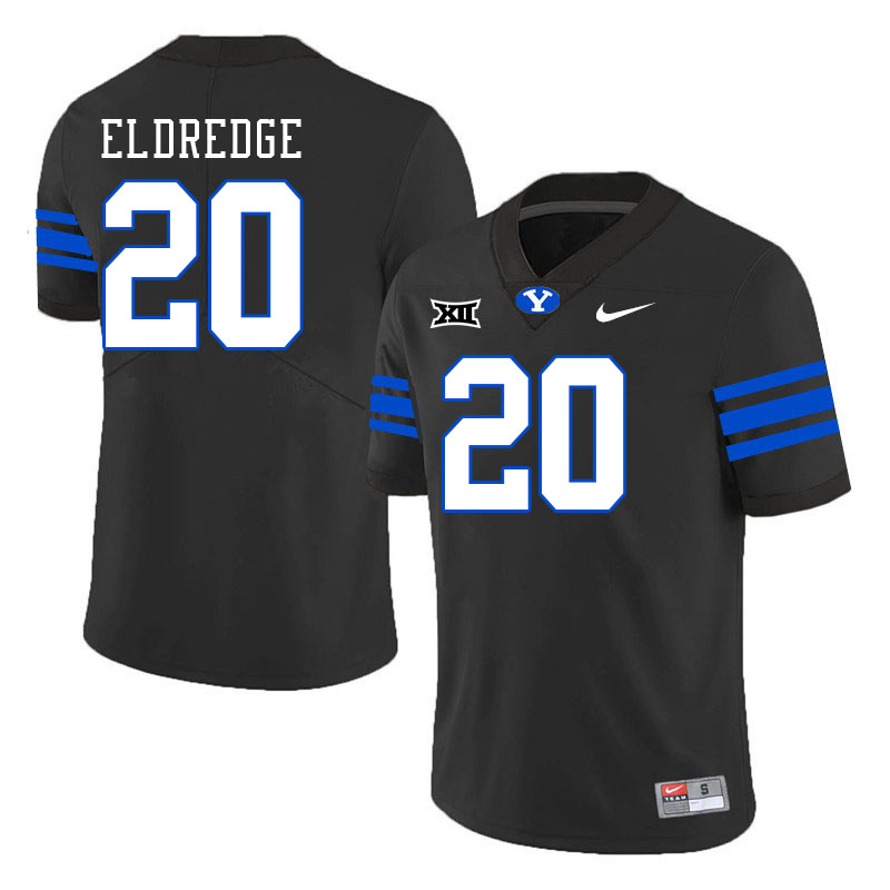 Men #20 Koa Eldredge BYU Cougars College Football Jerseys Stitched Sale-Black